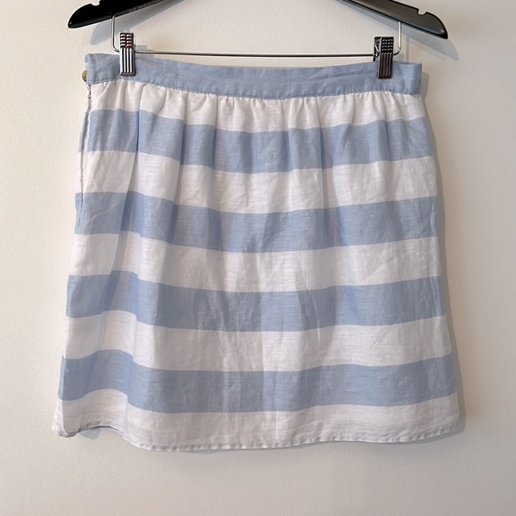 Kenar Linen Blue & White Striped Summer Skirt - Picture 2 of 6